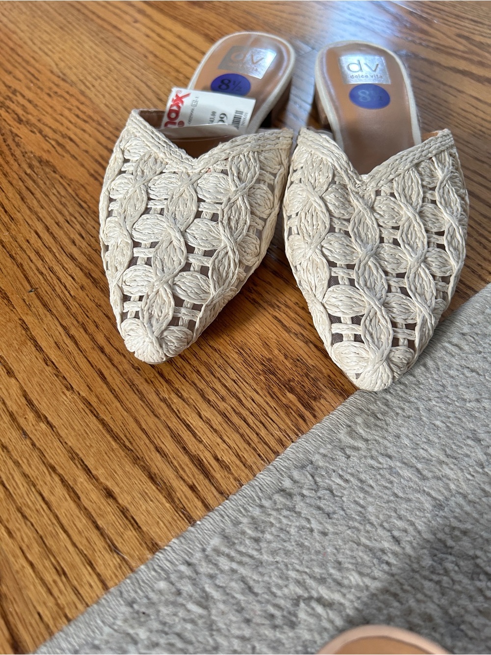 Dolce Vita Cream Crochet Pointed Mules